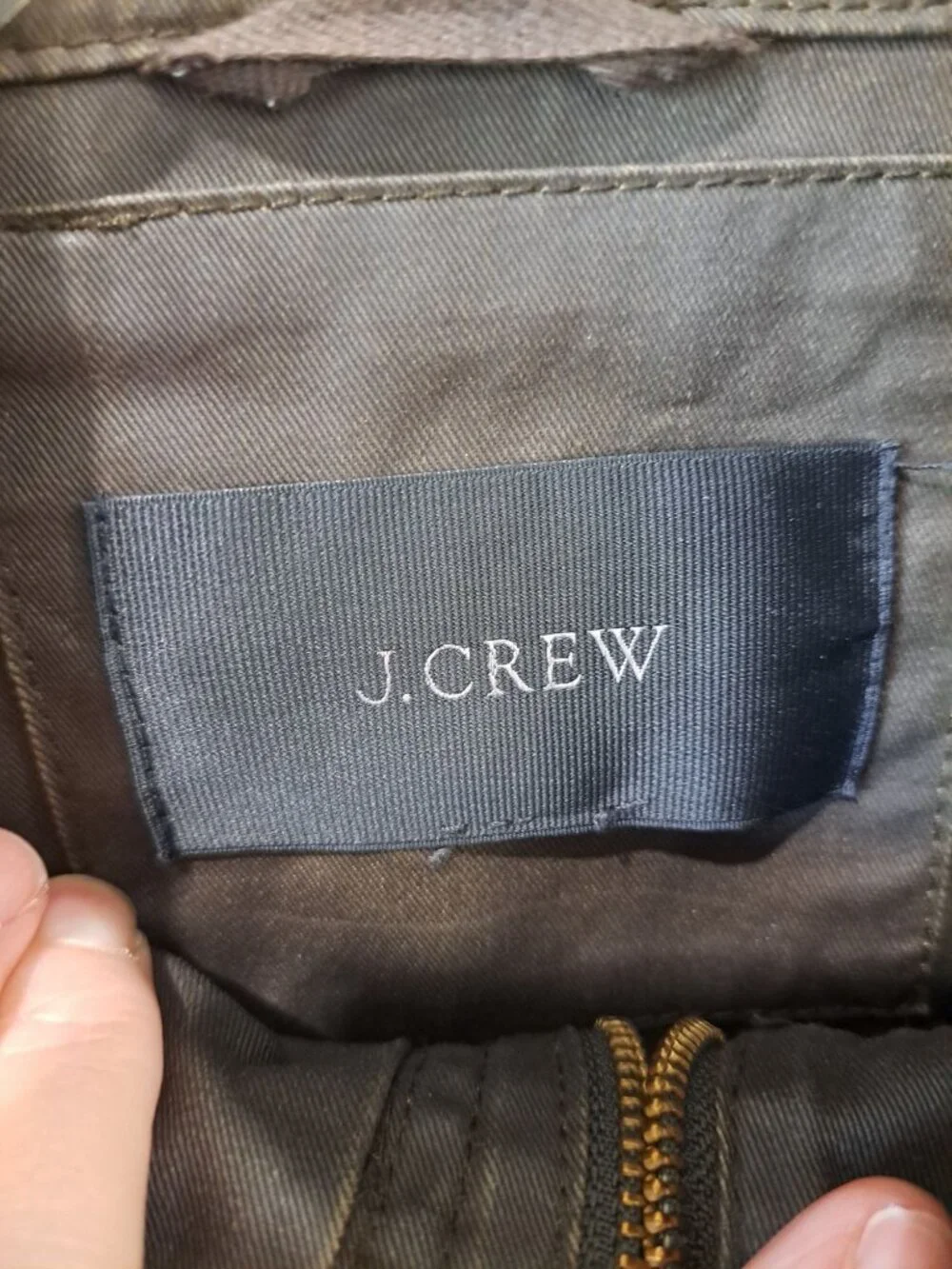 J. Crew Downtown Field Jacket Olive Green Waxed Cotton Utility Women's M Gorpcor